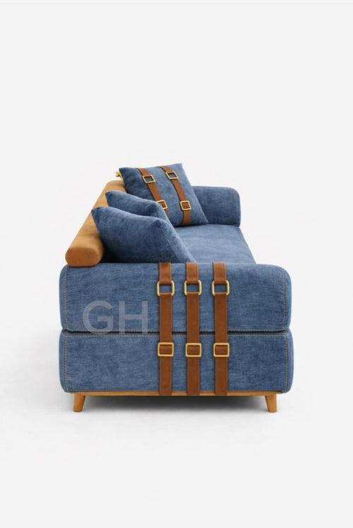 طقم كنب فاخر بلورا | تصميم دنيمي أنيق مع طاولات متكاملة – Ghalora Home